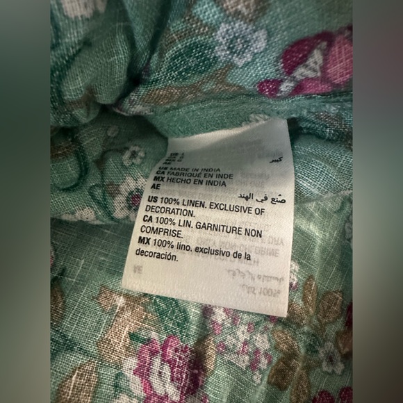 Linen Printed Puff-Sleeve Peasant Top, Created for Macy's Size Large (XL) - Picture 7 of 7